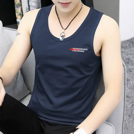 莫代尔背心男夏季跨栏运动坎肩冰丝速干凉感无袖t恤篮球健身吊带商品大图