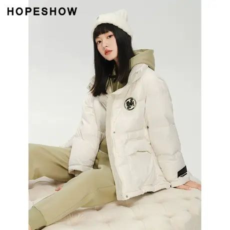 红袖outlets工装式休闲羽绒服hopeshow2023冬新款保暖加厚外套女图片