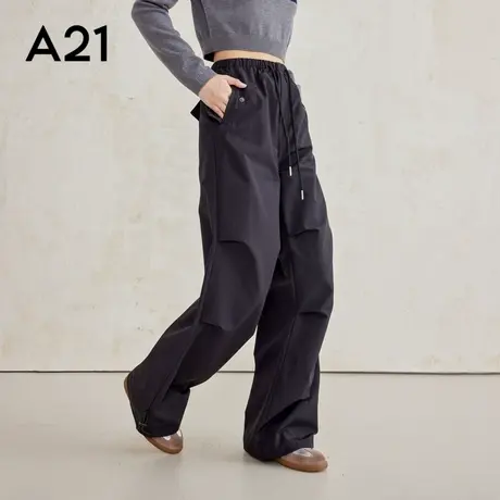 a21女装新款户外运动无束缚感休闲裤宽松梭织阔腿女款长裤子商品大图