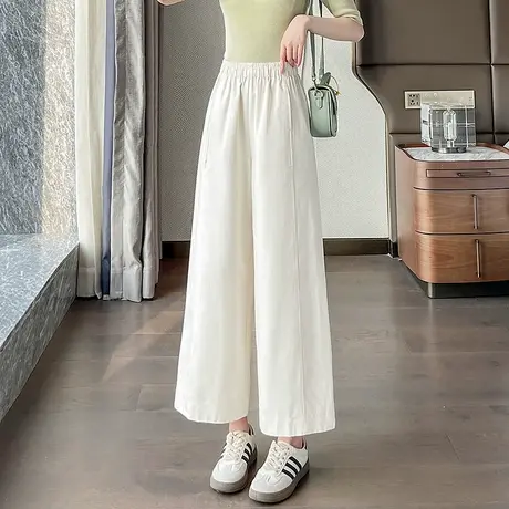 时尚气质休闲裤2025年夏季新款女高腰显瘦百搭宽松直筒纯色九分裤图片