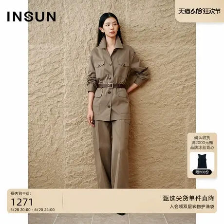 「巴恩风」INSUN恩裳秋季雅丹风衬衫式抽绳工装短风衣商品大图