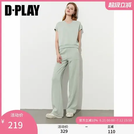 DPLAY2025年夏季新款绿色t恤女流行时尚宽松休闲lulu卫衣短袖上衣图片