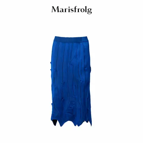 【精简美学】Marisfrolg玛丝菲尔夏季新款蓝色不规则针织半身裙商品大图