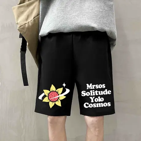 休闲短裤男夏季2025新款宽松男生美式潮牌直筒裤大码运动五分裤子商品大图