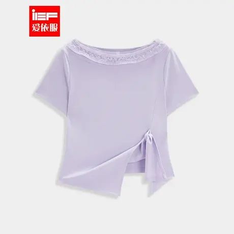 IEF/爱依服微胖2025夏新款大码女装时尚掐腰设计T恤短袖显瘦上衣商品大图