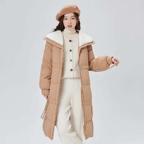 【直播】艾莱依长款羽绒服女冬季爆款收腰知性可拆卸领保暖外套商品大图