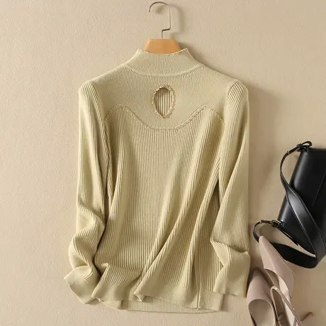 春装2024年新款半高领毛衣打底衫女长袖套头修身显瘦洋气针织衫女图片
