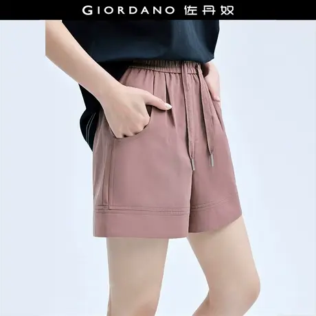 佐丹奴短裤女装破骨大口袋松紧腰梭织休闲短裤 18404213商品大图
