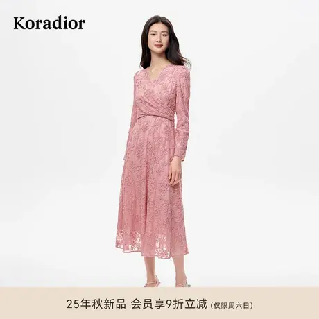 【玫瑰裙】珂莱蒂尔2025秋新法式玫瑰蕾丝连衣裙气质刺绣修身款商品大图