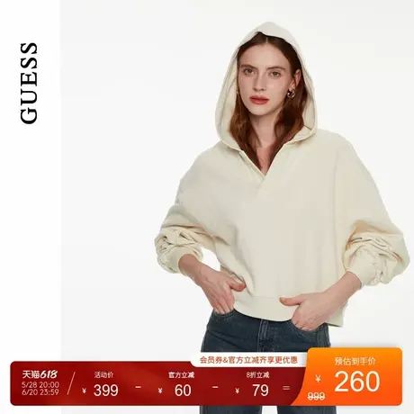 GUESS女士背后镶钻logo连帽短款卫衣-W4PP79K2Q45商品大图