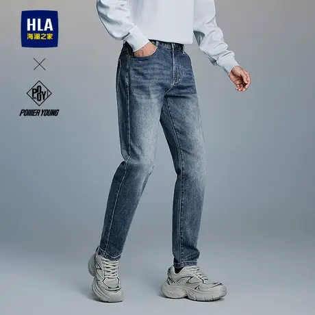 HLA/海澜之家POWER YOUNG系列牛仔裤25春秋新五袋窄脚猫须裤子男图片