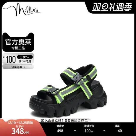 millie's/妙丽夏商场同款时尚户外休闲厚底女凉鞋00-16BL1商品大图