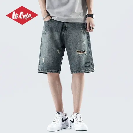 Lee Cooper/李库珀 做旧复古破洞牛仔短裤男夏季新款水洗五分中裤图片