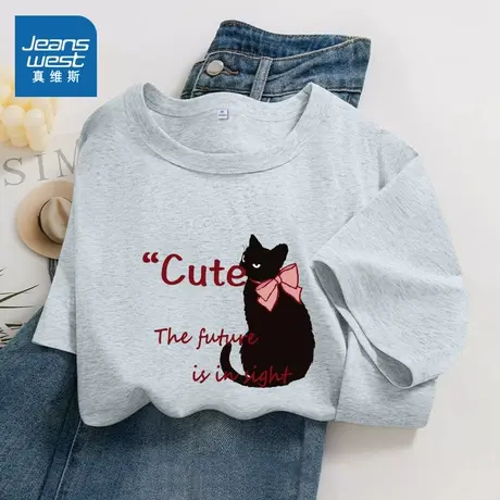 KWV真维斯纯棉短袖t恤女2025新款上衣女夏日ootd穿搭今年流行女装商品大图