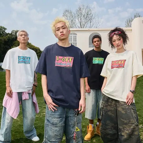 Nuthink多巴胺字母印花短袖T恤潮牌美式复古重磅半袖男女2025新款图片