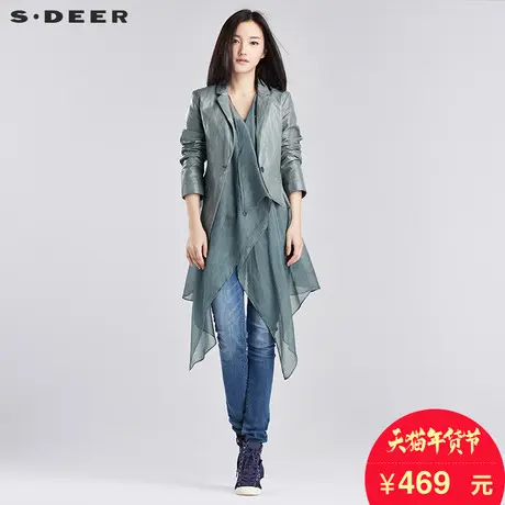 s.deer【新品】圣迪奥女俏皮不规则摆平驳领两件套西装S16382297图片