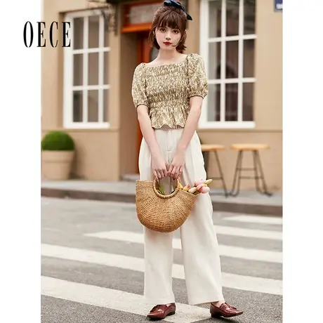 Oece阔腿裤长裤夏装新款女装复古英伦帅气修身西装裤高腰裤子商品大图