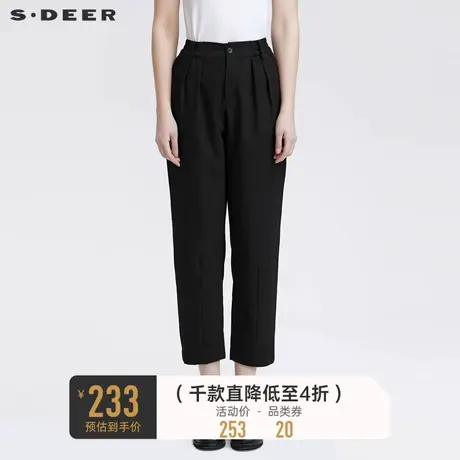sdeer圣迪奥秋装休闲松紧拼接萝卜裤长裤女S22180808图片