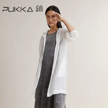 蒲PUKKA防晒风衣女2023春夏装宽松休闲原创苎麻绣花连帽空调衫商品大图