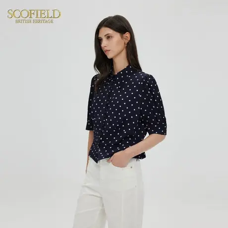 Scofield女装浪漫法式波点印花衬衫泡泡袖收腰衬衣2025夏季新品商品大图
