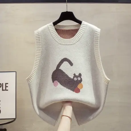 宽松圆领针织马甲背心女2025春秋新款外穿马夹大码叠穿毛衣坎肩潮图片