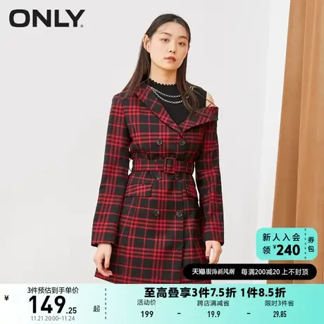 ONLY奥莱夏季时尚气质假两件撞色格纹短款连衣裙女图片