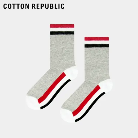 Cotton Republic/棉花共和国女士条纹提花休闲棉质中筒袜图片