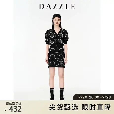 DAZZLE地素奥莱春季黑色针织a字半身裙短裙包臀裙子半步裙女商品大图