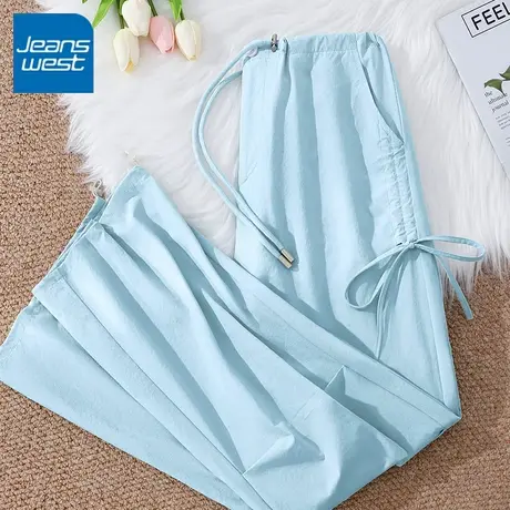 KV真维斯冰丝工装裤女薄款2025新款宽松阔腿小个子户外登山运动裤商品大图