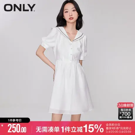 ONLY秋季可爱撞色娃娃领显瘦泡泡袖连衣裙女|123207054商品大图