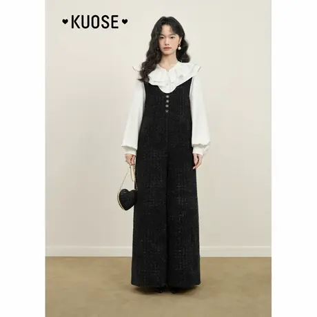 阔色小香风黑色宽松阔腿背心连衣裙裤女2025春新款连体裤裤子秋冬商品大图