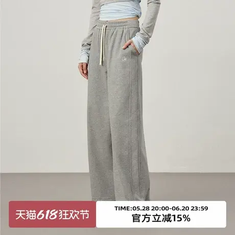 omont蛋挞家 运动高腰休闲裤2025春季松紧腰宽松直筒显瘦卫裤子商品大图