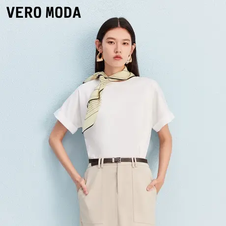 Vero ModaT恤2025秋季新款纯棉可拆卸丝巾圆领百搭上衣325301007商品大图