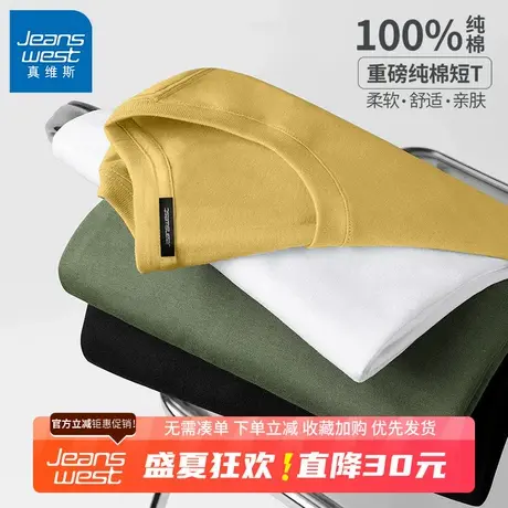 GV真维斯纯棉短袖男夏季索罗娜t恤男士潮流重磅宽松大码圆领体恤B图片