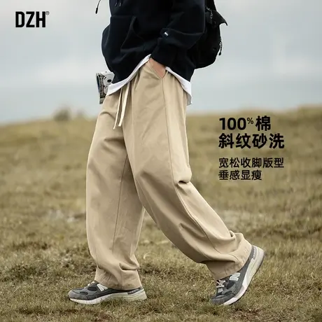 男生卡其色休闲裤男春季直筒宽松2025新款休闲裤子百搭长裤工装裤图片