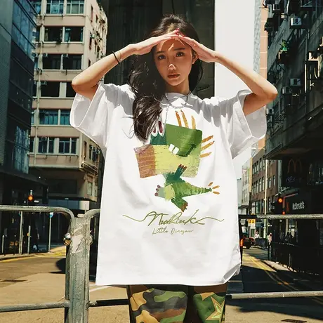 Nuthink加肥加大趣味卡通男潮t恤短袖夏季潮牌大码半袖胖子5分袖图片