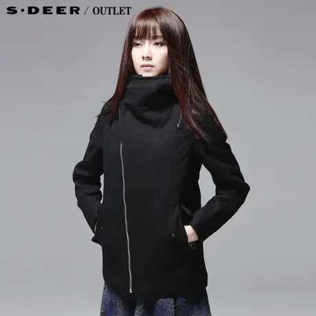 【新品】sdeer圣迪奥专柜正品女冬斜襟连帽女士上衣3482343图片