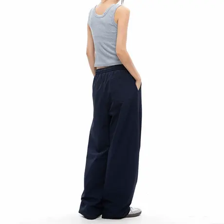 美式纯色宽松直筒阔腿裤女2025夏季新款显瘦垂感百搭运动弯刀长裤商品大图