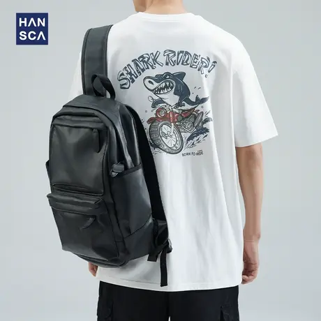 hansca260g重磅短袖t恤男款夏季潮牌痞帅休闲印花宽松加大码体恤图片