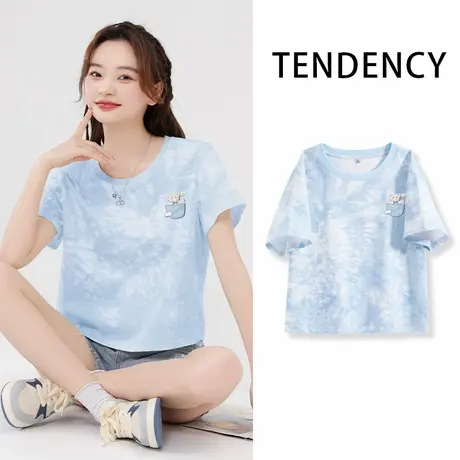 JR真维斯春夏短袖t恤女2025新款小众设计感上衣宽松显瘦纯棉女装商品大图