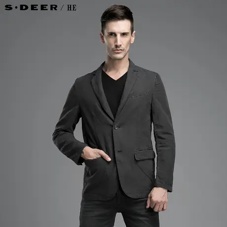 sdeerhe圣迪奥男装2017秋装纯色休闲商务西装外套H14372240图片