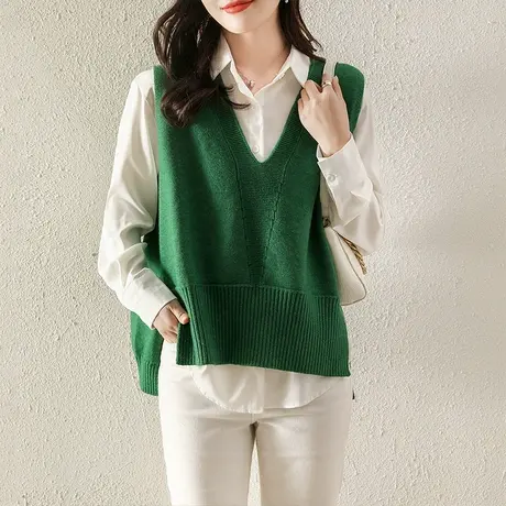 2025新款春装针织马甲背心女士春秋季毛衣坎肩宽松叠穿慵懒风外穿图片