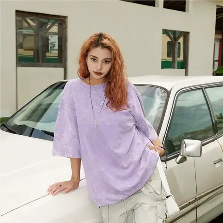 YEP炒雪花t恤女短袖夏装2025新款宽松潮牌小众上衣复古情侣装半袖图片