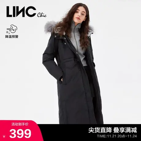 LINCCHIC金羽杰羽绒服女毛领修身派克服长款羽绒服女冬季944408商品大图