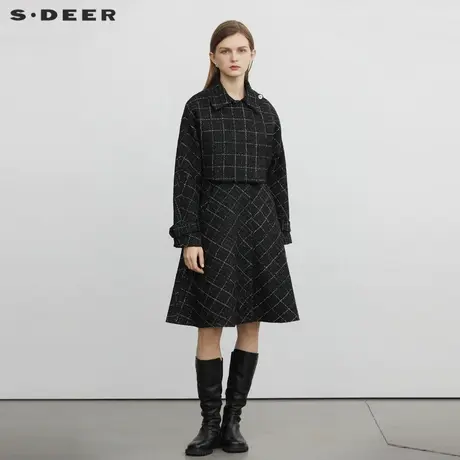 【直播间专属】sdeer圣迪奥小香风格纹毛呢连衣裙套装S224Z1411商品大图