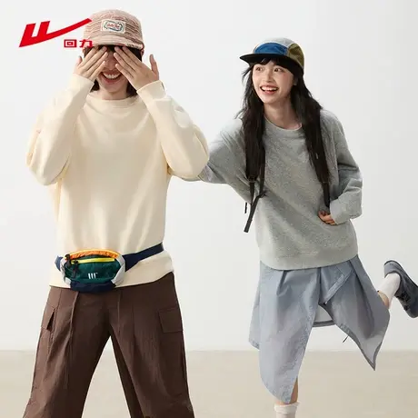 ZH回力圆领卫衣女2025新款春秋季美式宽松透气无帽长袖上衣女商品大图