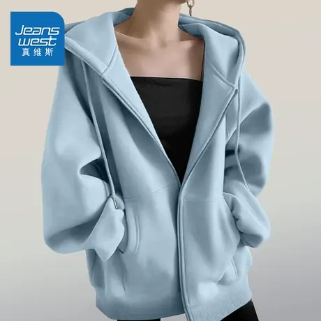 NOE真维斯开衫连帽卫衣外套女2025新款春秋薄款小个子早秋上衣图片