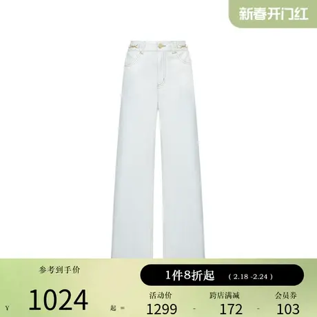 【含真丝】Scofield女装高腰牛仔裤明线纯色牛仔裤春夏直筒裤商品大图