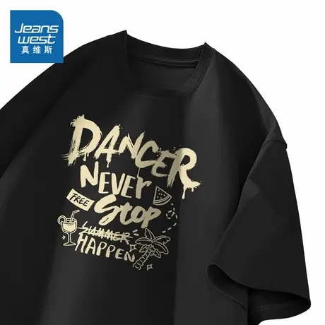 JR真维斯小小少年男女同款短袖T恤2025夏季新款重磅纯棉宽松上衣图片