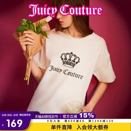 Juicy Couture橘滋2025春夏新款经典皇冠印花圆领女式短袖T恤女图片